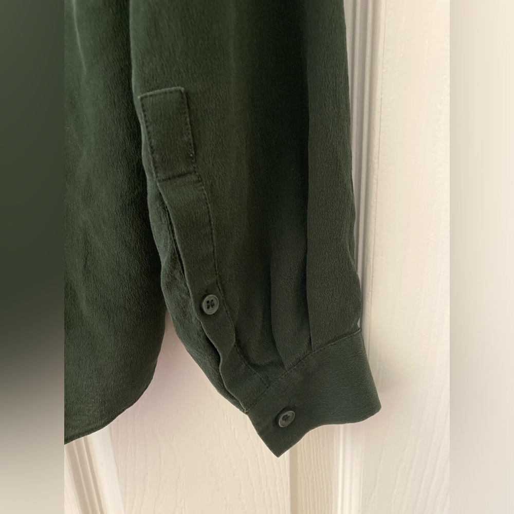 & Other Stories Dark Green Silk Button-Down Shirt - Picture 4 of 8
